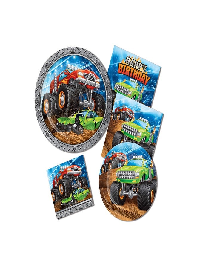 كرييتف كونفيرتينج مناديل عيد ميلاد سعيد من كرييتف كونفرتينج، بتصميم شاحنة الوحش، 16 منديلًا، متعددة الألوان، مقاس "6.5""" - Image 3